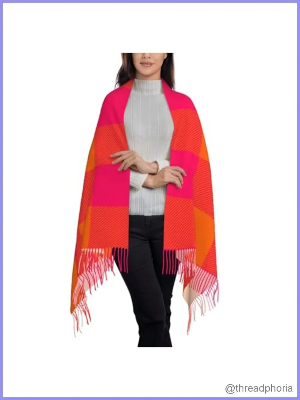 Oversized Blanket Scarf Women Faux Cashmere Polyester Plaid